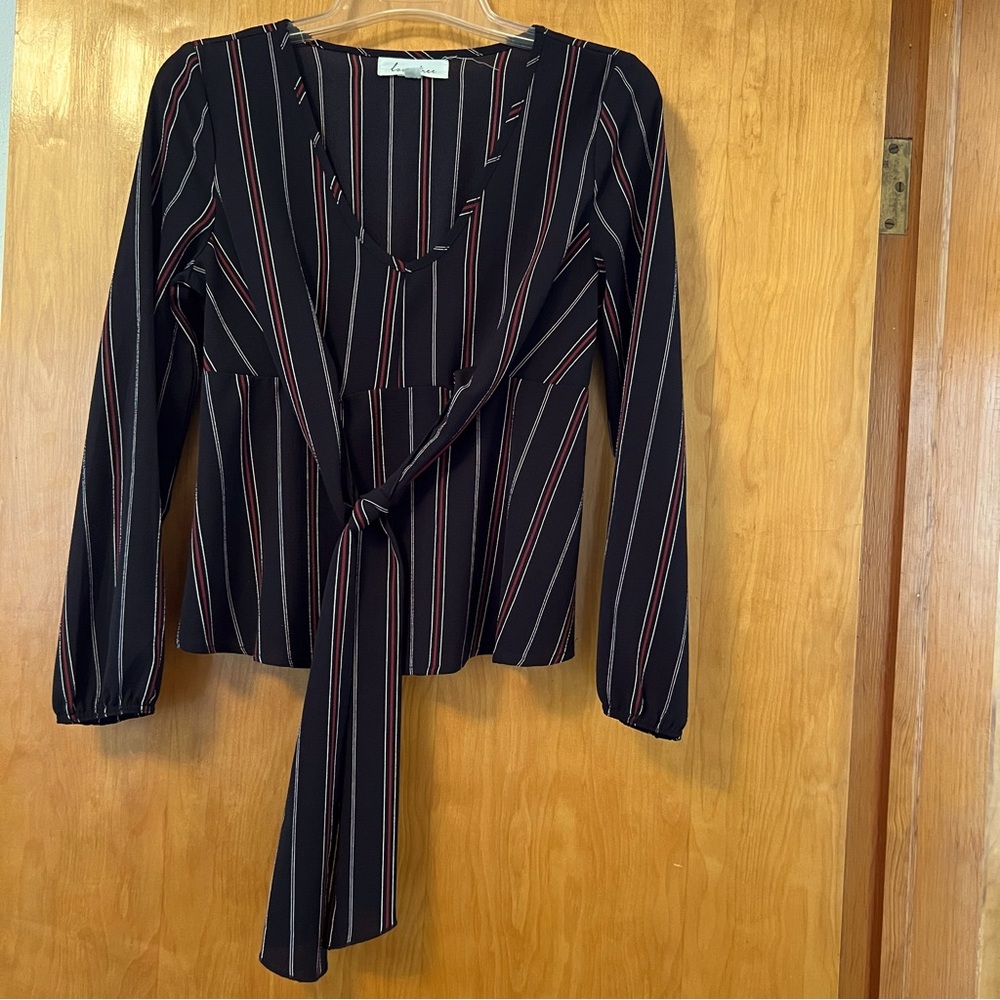 Love Tree V-Neck Long Sleeve Polyester Shirt/Blouse/Top